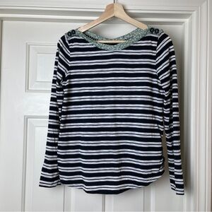 Postmark Anthropologie Striped Top Black White Small